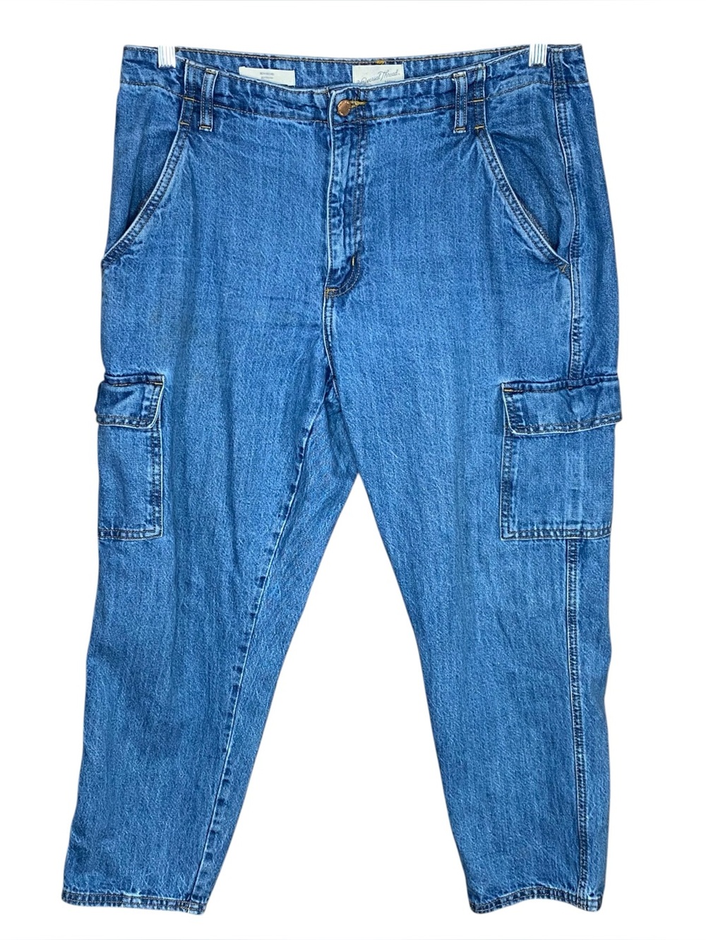 Universal Thread Denim Cargo Jeans Boyfriend Cut Baggy Loose Fit High Rise SZ 12